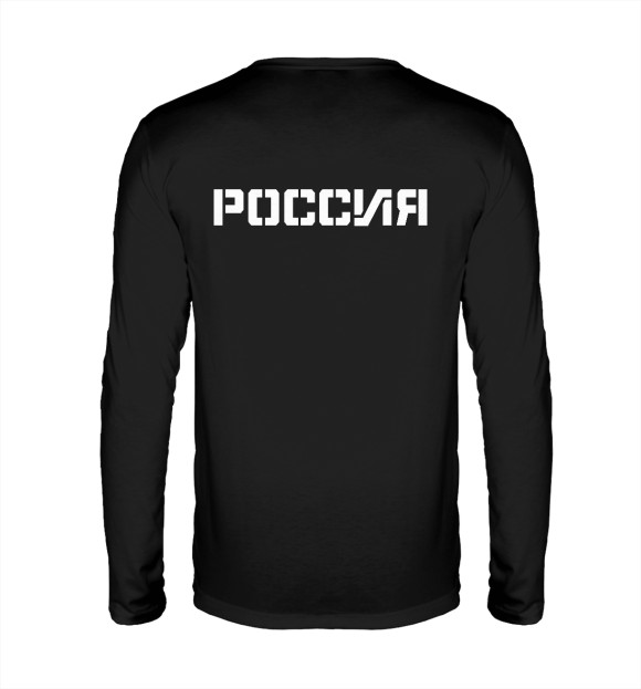 Мужской лонгслив с изображением Россия (двусторонняя) цвета Белый