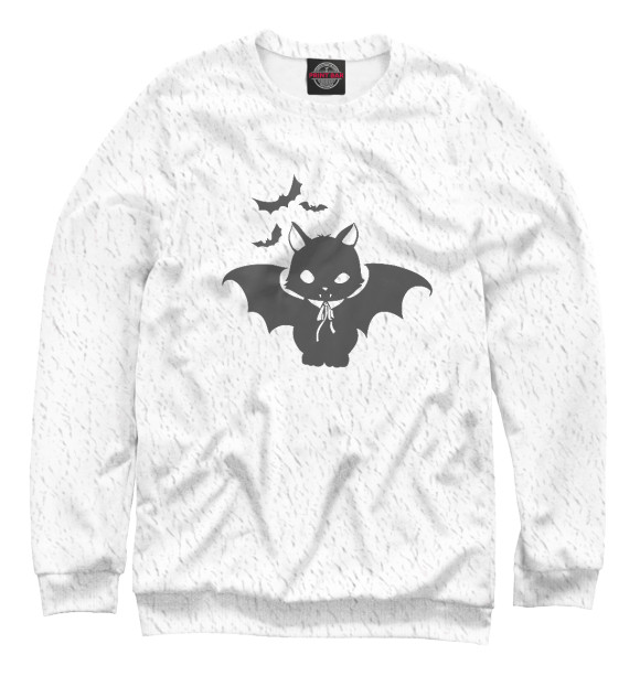 Свитшот для девочек с изображением Vampire  cat цвета Белый