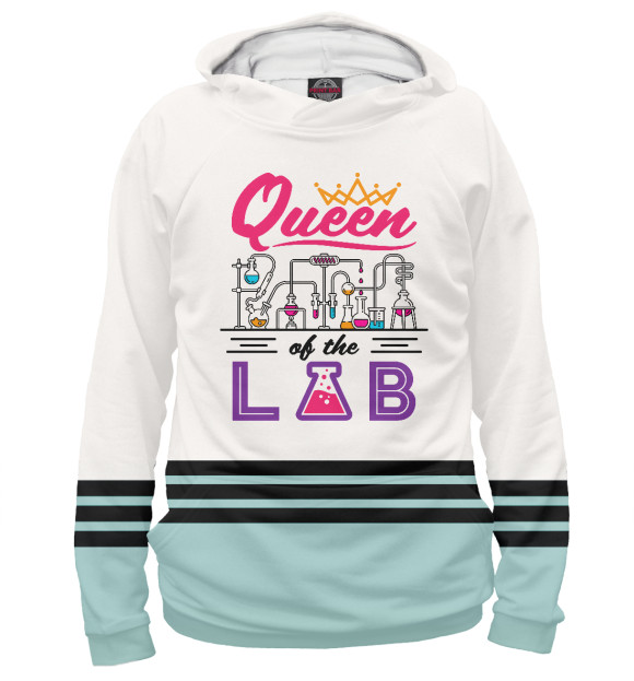 Худи для девочки с изображением Queen of the Lab Laboratory цвета Белый