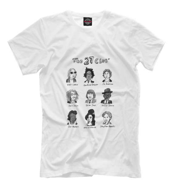 Мужская футболка с изображением The 27 club цвета Белый