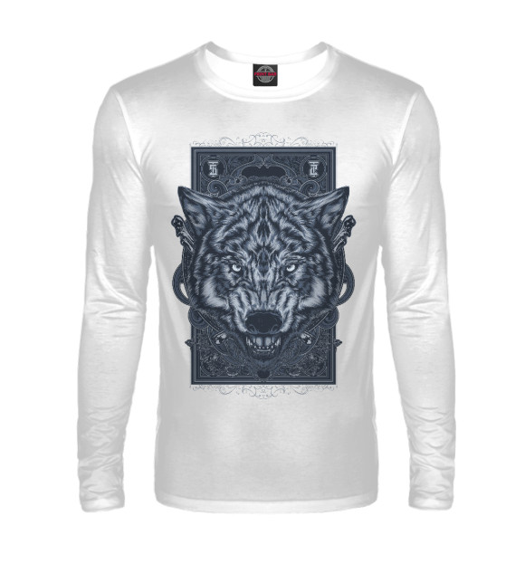 Мужской лонгслив с изображением Vintage Wolf цвета Белый
