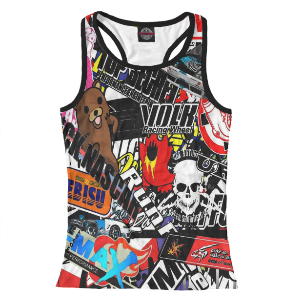 Женская майка-борцовка с изображением Стикероид цвета Белый