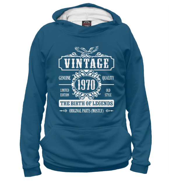Женское худи с изображением Vintage 1970 цвета Белый