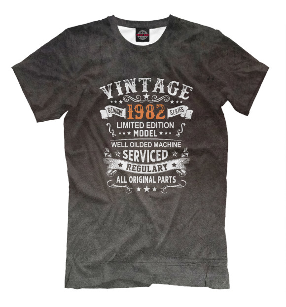 Мужская футболка с изображением Vintage 1982 цвета Белый