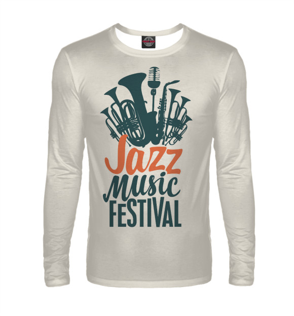 Мужской лонгслив с изображением Jazz цвета Белый