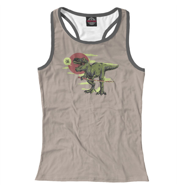 Женская майка-борцовка с изображением Диносамурай цвета Белый