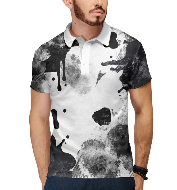Мужское поло с притом Пятна цвета Белый Мужское поло с изображением Пятна цвета Белый