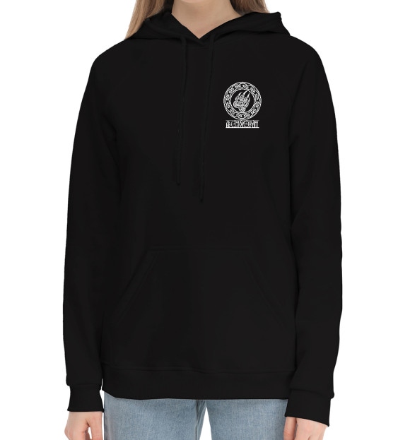 Женский хлопковый худи с изображением Велес (Лес храм) цвета Черный