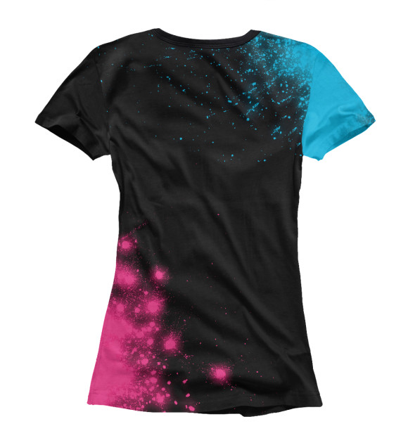 Женская футболка с изображением Pink Floyd Neon Gradient (темный фон) цвета Белый