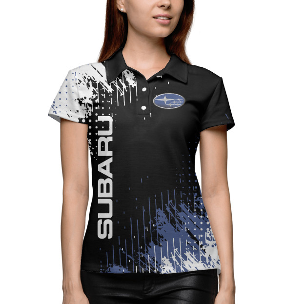Женское поло с изображением Subaru цвета Белый