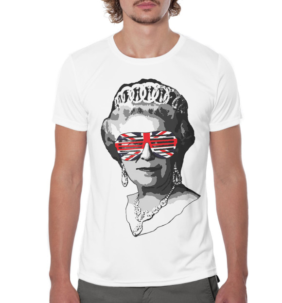 Мужская футболка с изображением Королева Елизавета II цвета Белый