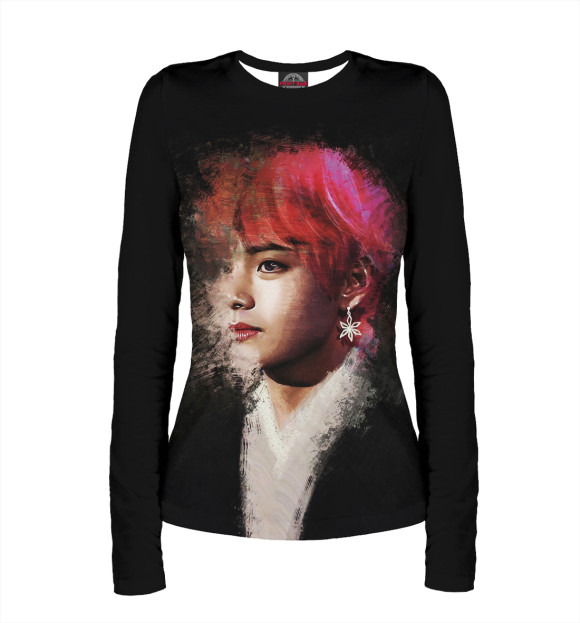 Женский лонгслив с изображением BTS цвета Белый