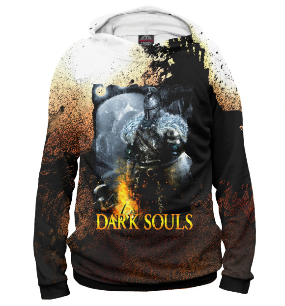 Мужское худи с изображением DARKSOULS GAME цвета Белый