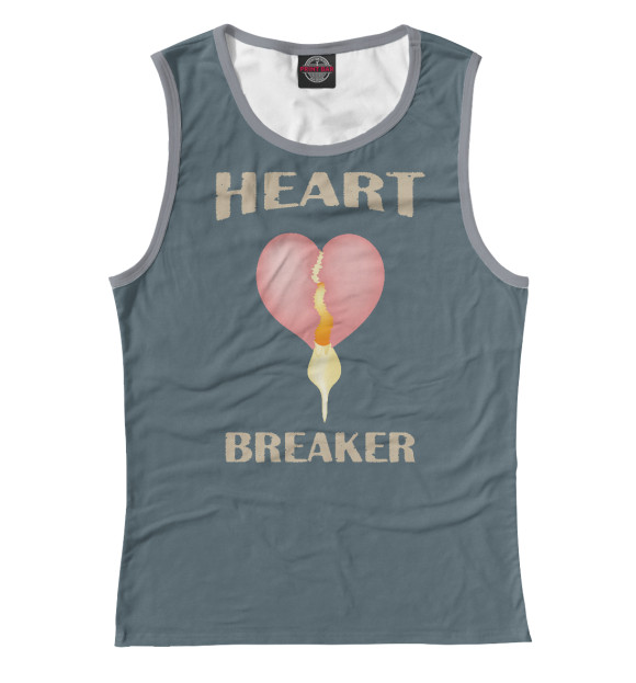 Майка для девочки с притом Heart breaker цвета Белый Майка для девочки с изображением Heart breaker цвета Белый