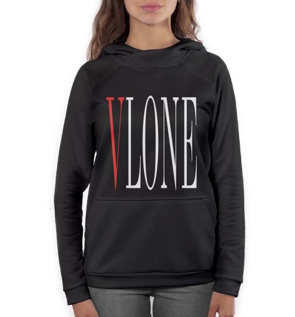 Женское худи с изображением VLONE Black цвета Белый