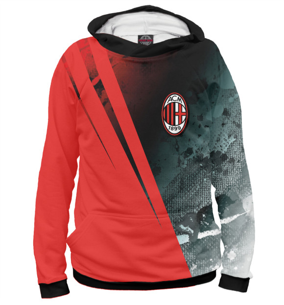 Мужское худи с изображением AC Milan / Милан цвета Белый