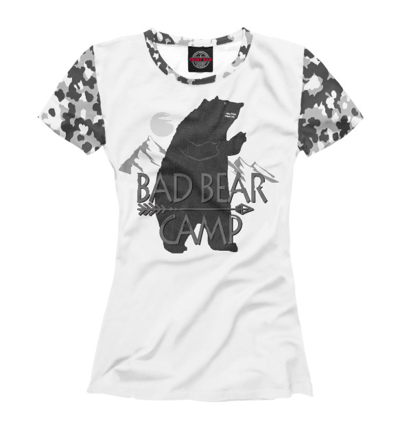 Футболка для девочек с изображением Bad Bear camp цвета Белый