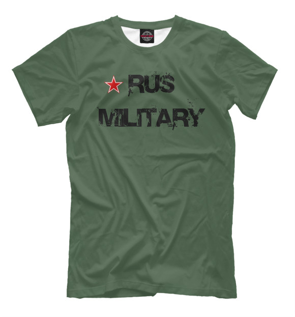 Мужская футболка с изображением Rus military цвета Белый