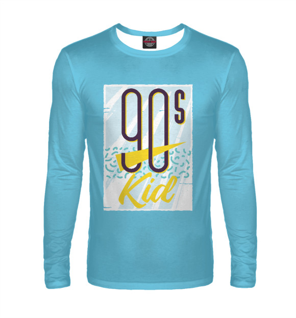 Мужской лонгслив с изображением 90s Kid цвета Белый