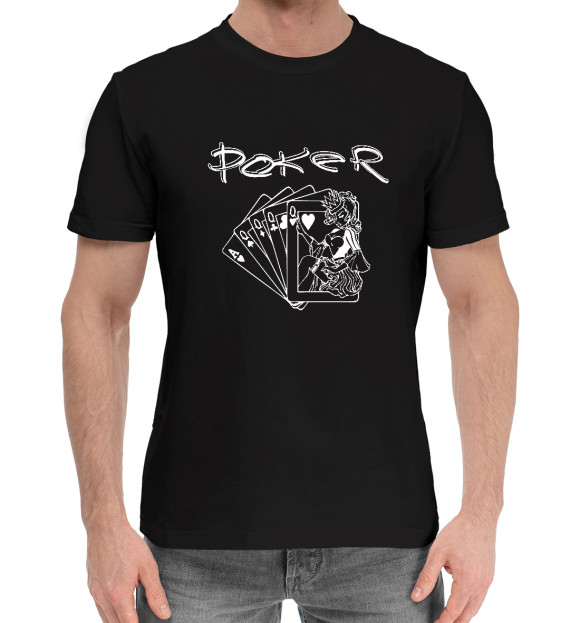 Мужская хлопковая футболка с изображением Покер цвета Черный