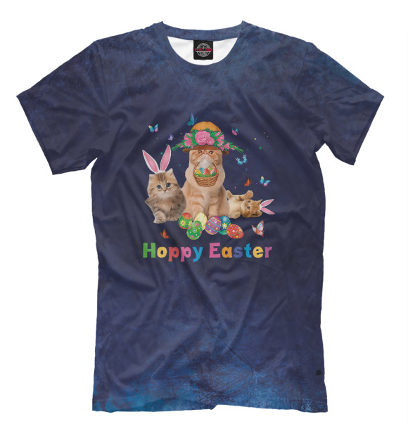 Футболка для мальчиков с изображением Cute Cat Easter Day Bunny цвета Белый