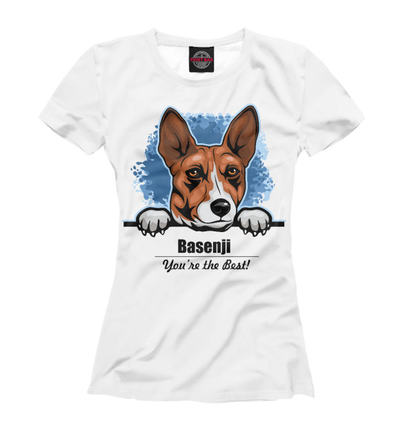 Футболка для девочек с изображением Басенджи (Basenji) цвета Белый