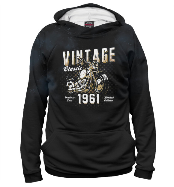 Женское худи с изображением Vintage Motorcycle 1961 цвета Белый