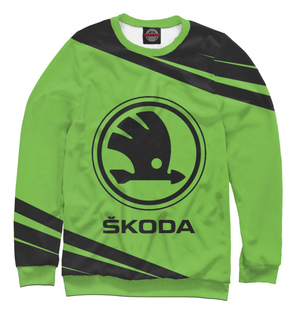 Мужской свитшот с изображением Skoda / Шкода цвета Белый