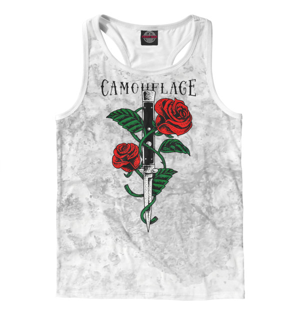 Мужская майка-борцовка с изображением Camouflage цвета Белый