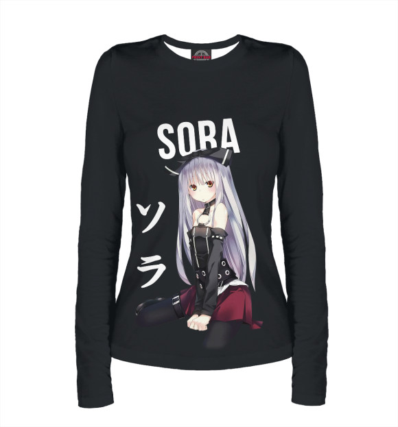 Женский лонгслив с изображением Связанные небом / Sora цвета Белый