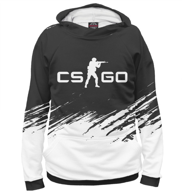 Мужское худи с изображением CS GO (Контр Страйк) цвета Белый