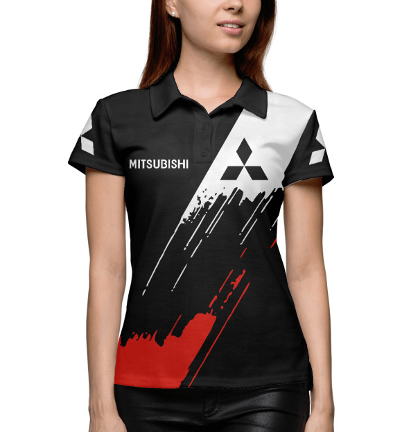 Женское поло с изображением Mitsubishi цвета Белый