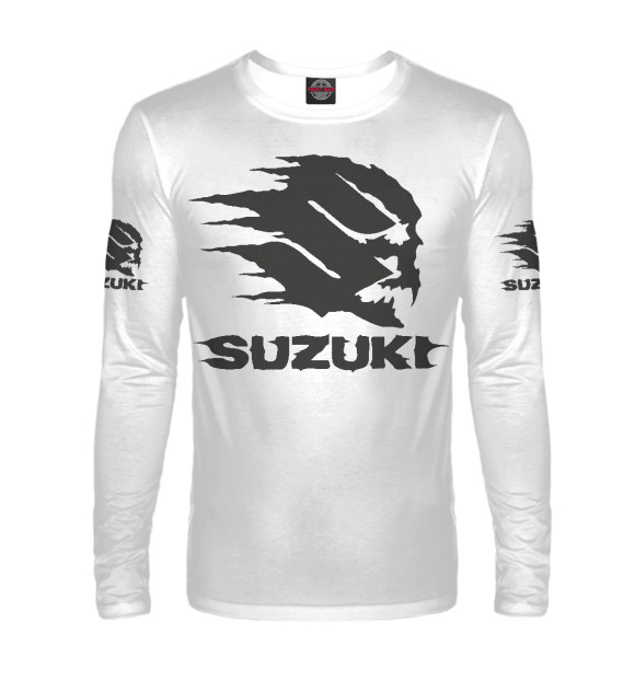 Мужской лонгслив с изображением Suzuki цвета Белый