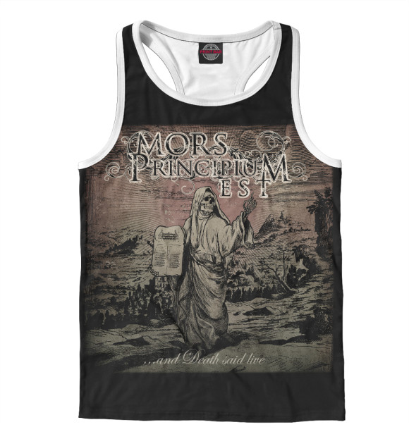Мужская майка-борцовка с изображением Morsprincipiumest цвета Белый
