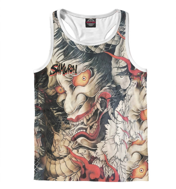 Мужская майка-борцовка с изображением Самурай цвета Белый