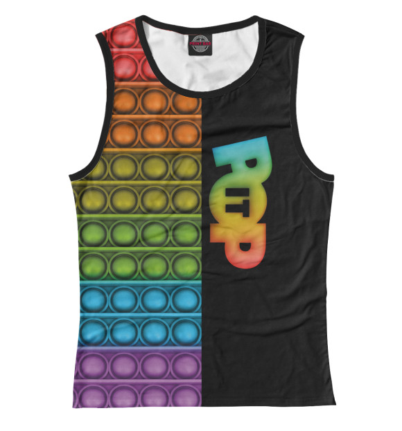 Женская майка с притом Pop it антистресс цвета Белый Женская майка с изображением Pop it антистресс цвета Белый