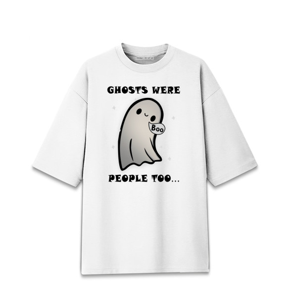 Женская футболка оверсайз с притом Призрак цвета Белый Женская футболка оверсайз с изображением Призрак цвета Белый