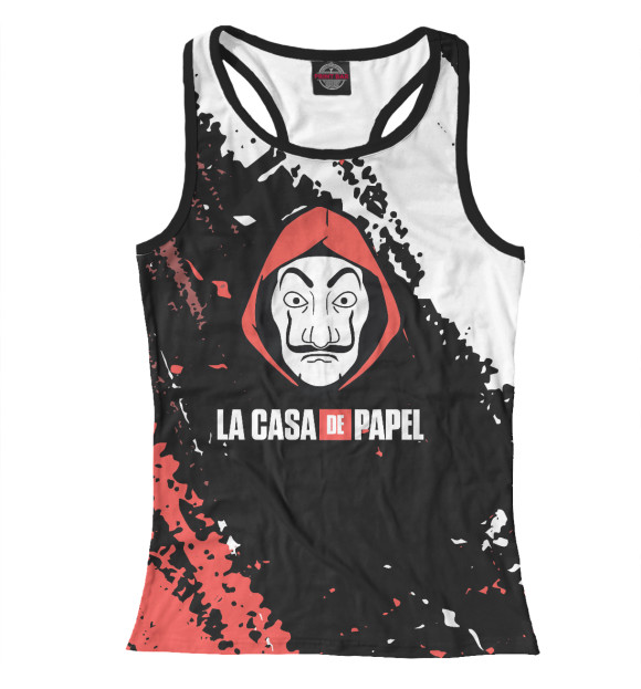 Женская майка-борцовка с изображением Бумажный Дом цвета Белый