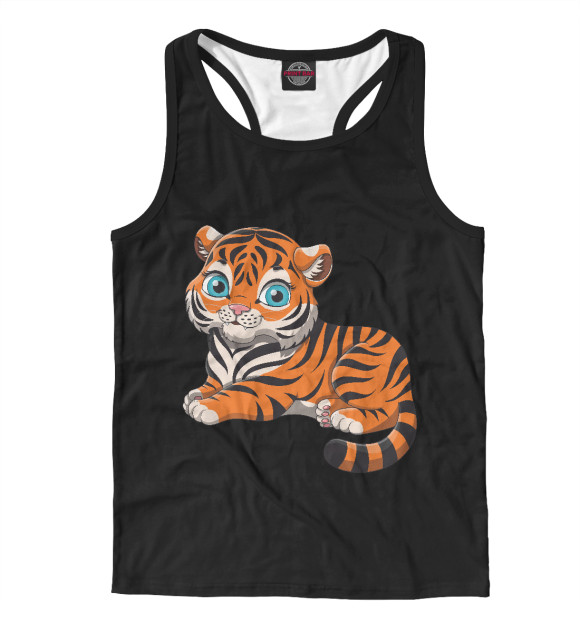 Мужская майка-борцовка с изображением Тигрёнок цвета Белый