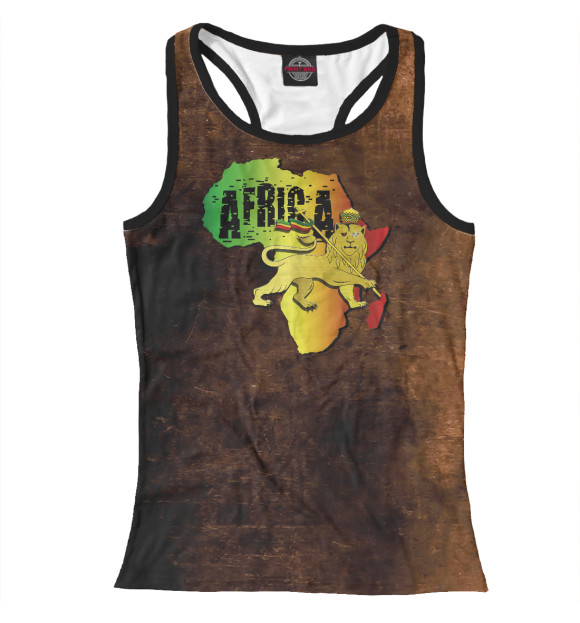 Женская майка-борцовка с изображением Africa Lion of Zion Lion цвета Белый