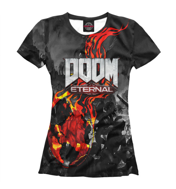 Футболка для девочек с изображением Doom Eternal цвета Белый