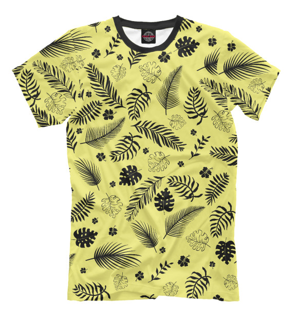 Мужская футболка с изображением Тропические листья цвета Белый