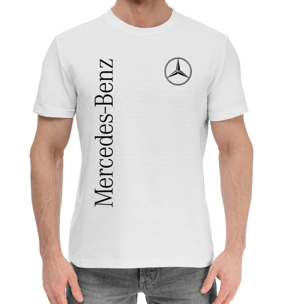 Мужская хлопковая футболка с изображением Mercedes-Benz цвета Белый