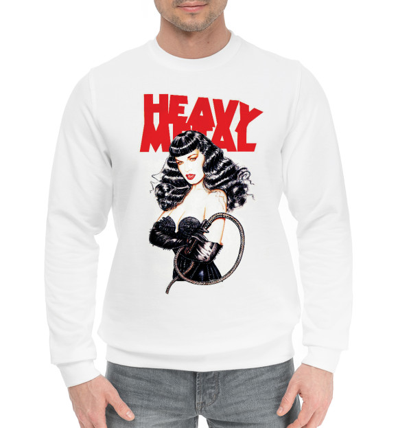 Мужской хлопковый свитшот с изображением Heavy Metal цвета Белый