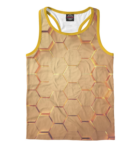 Мужская майка-борцовка с изображением Золотые 3D плиты цвета Белый