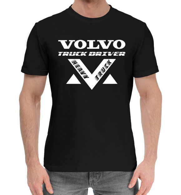 Мужская хлопковая футболка с изображением Volvo цвета Черный