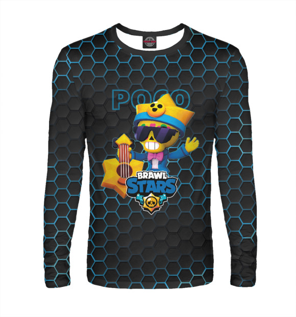 Мужской лонгслив с изображением Поко Старр. Brawl Stars цвета Белый