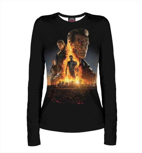 Женский лонгслив с изображением Терминатор цвета Белый