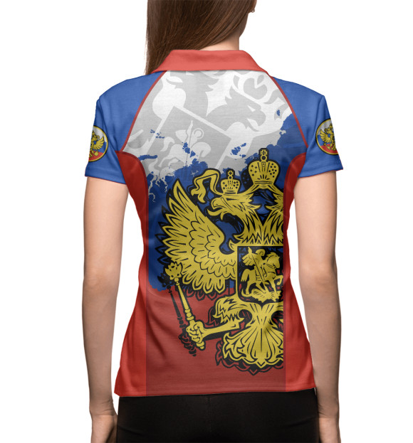 Женское поло с изображением Герб России цвета Белый