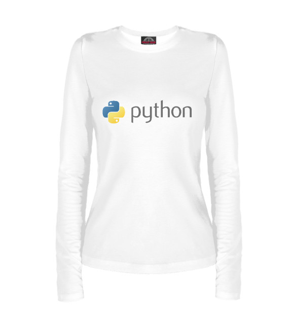 Женский лонгслив с изображением Python Logo цвета Белый